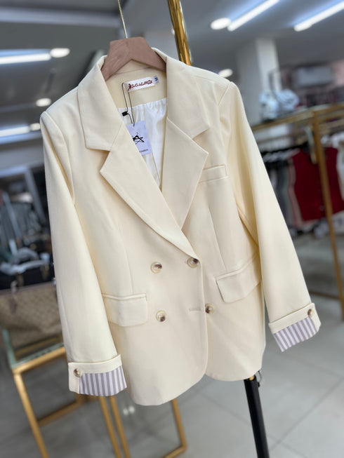 Double Breasted Folded Sleeves Blazer